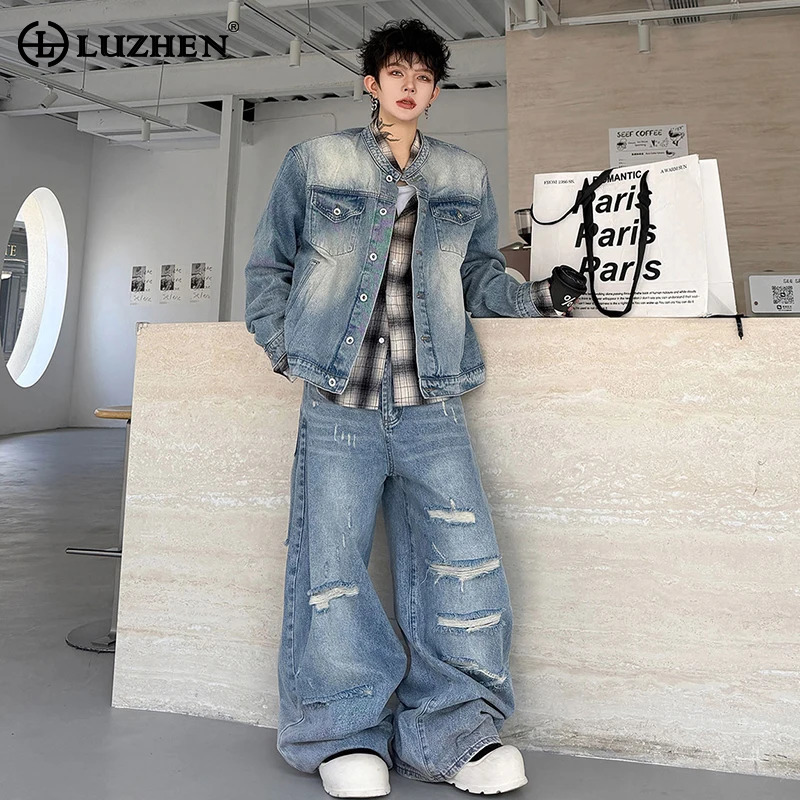 Vintage Fashion For Mens - LUZHEN 2026 Autumn Vintage Washed Denim