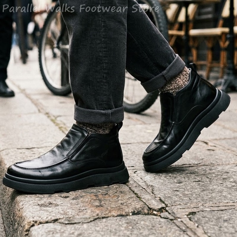 Chunky Chelsea Boots Men Vinta - Vintage Fashion For Mens 评论和价格