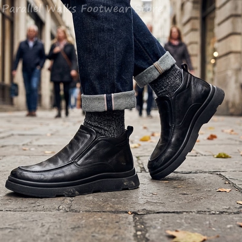 Chunky Chelsea Boots Men Vinta - Vintage Fashion For Mens 评论和价格