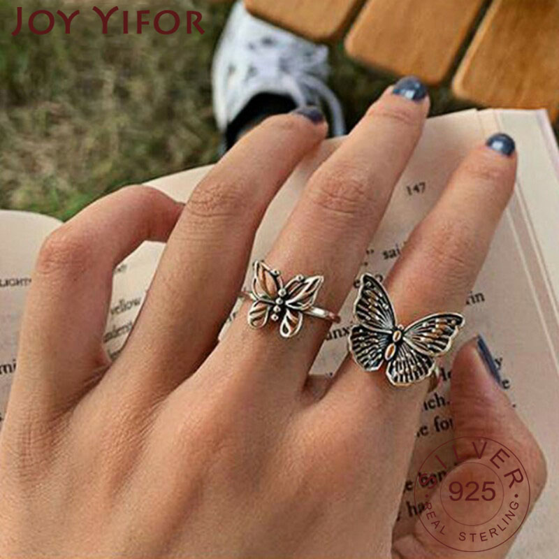 925 Sterling Silver Butterfly  - Vintage Fashion Rings For Women 评论和价格