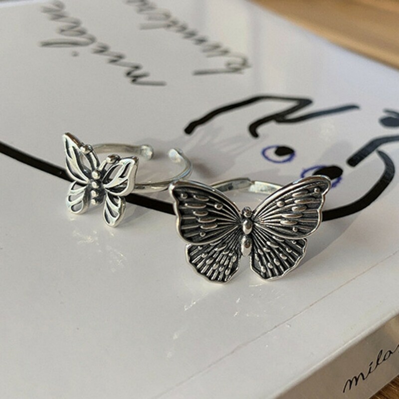 925 Sterling Silver Butterfly  - Vintage Fashion Rings For Women 评论和价格