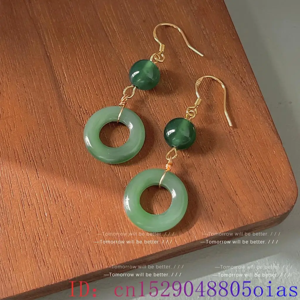 Green Real Jade Ring Earrings  - Vintage Fashion Rings For Women 评论和价格