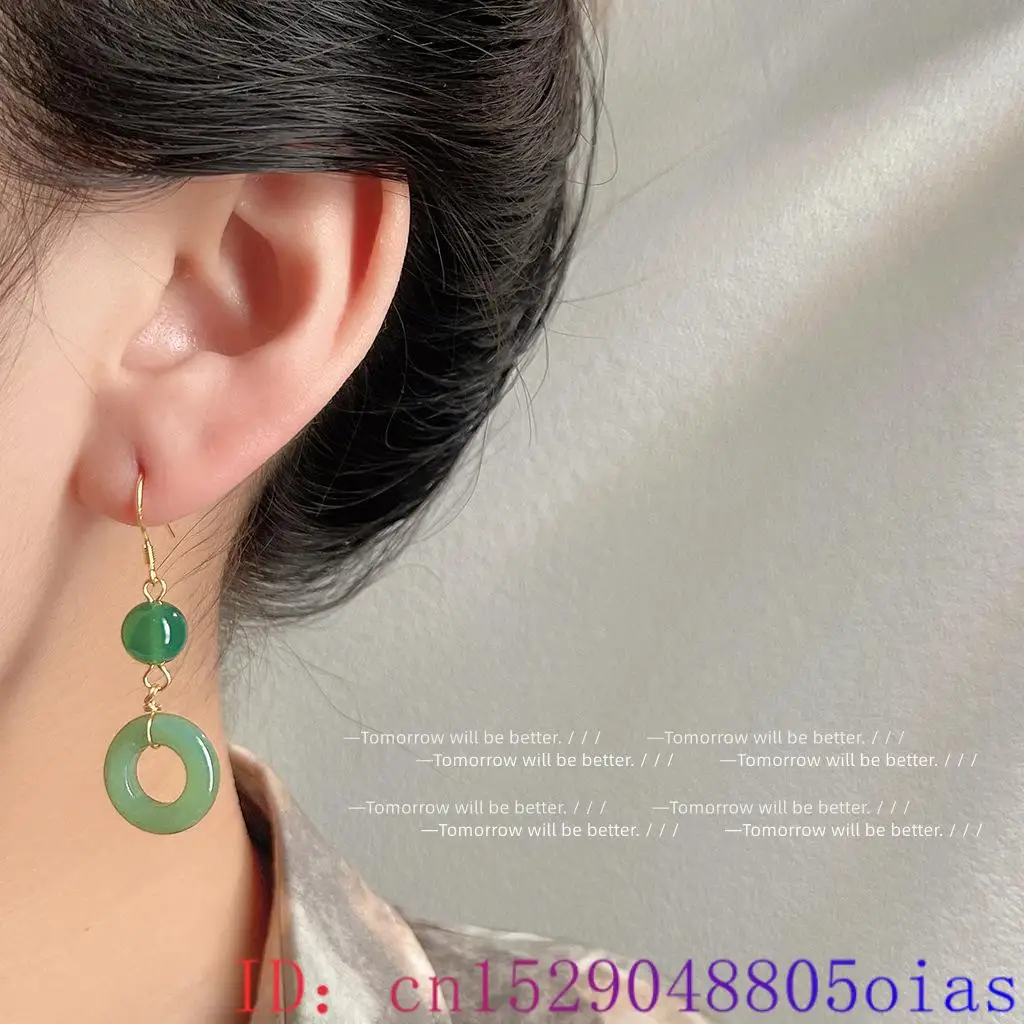 Green Real Jade Ring Earrings  - Vintage Fashion Rings For Women 评论和价格