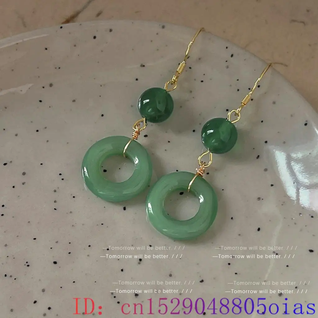 Green Real Jade Ring Earrings  - Vintage Fashion Rings For Women 评论和价格