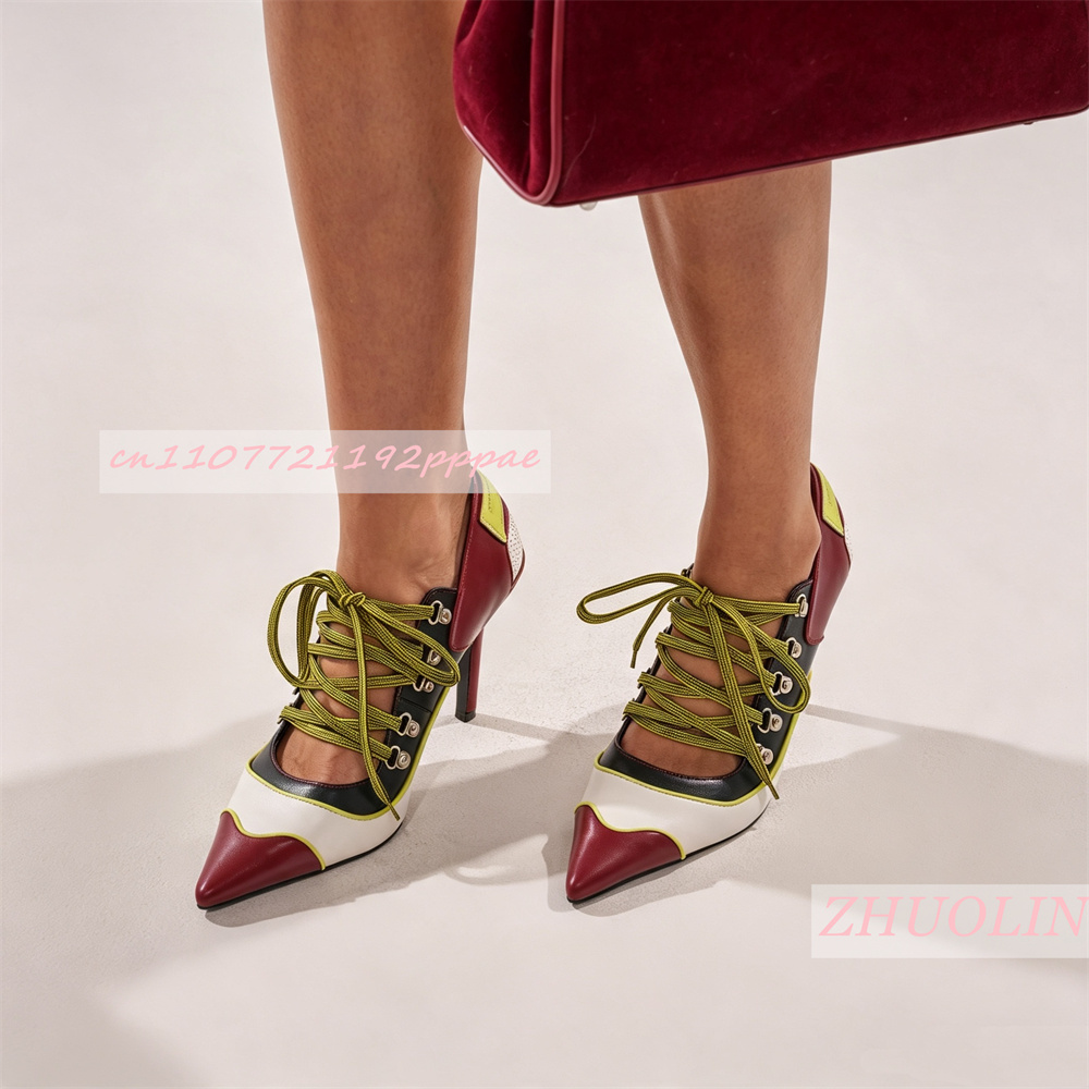 Women Lace Up Pumps Pointed To - Vintage Fashion Online 评论和价格