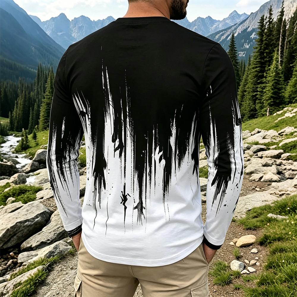 Men's Gradient Ink Splash Long - Vintage Fashion For Mens 评论和价格